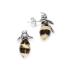 Boucles d'oreilles abeille en ambre  et argent 925.